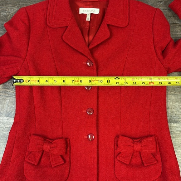 Escada Women’s Red Silk | Wool | Cashmere Blend Blazer -Made in Croatia Size 6 - Picture 7 of 10